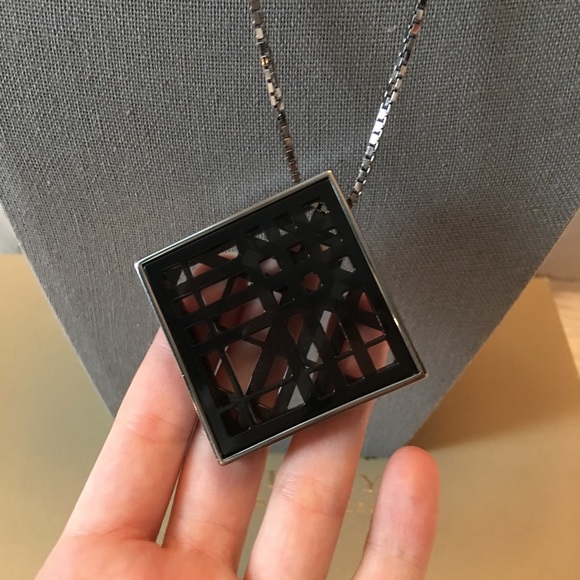 Burberry Large Nova Check Black Gunmetal Necklace - Picture 4 of 7